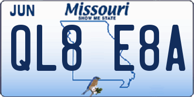 MO license plate QL8E8A