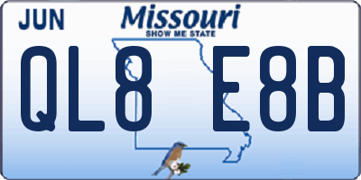 MO license plate QL8E8B