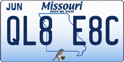 MO license plate QL8E8C