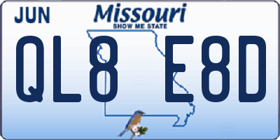 MO license plate QL8E8D
