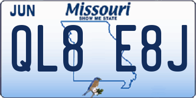 MO license plate QL8E8J