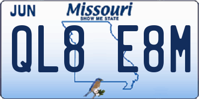 MO license plate QL8E8M