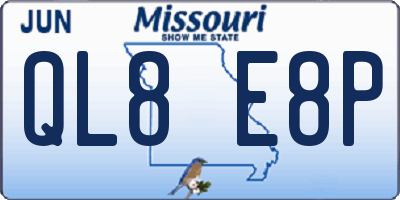 MO license plate QL8E8P