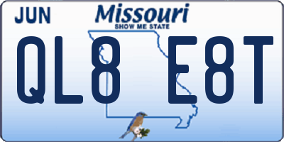 MO license plate QL8E8T