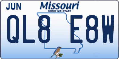 MO license plate QL8E8W