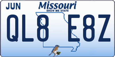 MO license plate QL8E8Z