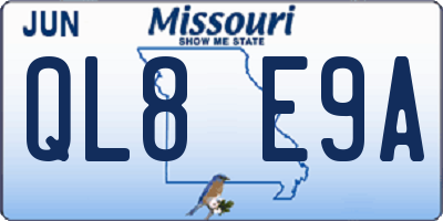 MO license plate QL8E9A