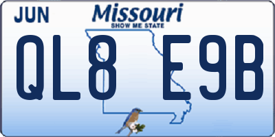 MO license plate QL8E9B