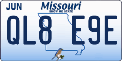 MO license plate QL8E9E