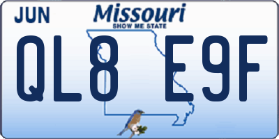 MO license plate QL8E9F