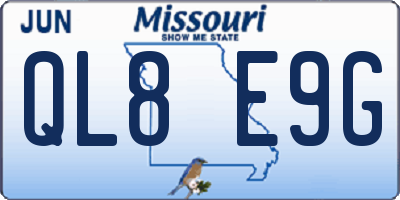 MO license plate QL8E9G