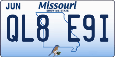 MO license plate QL8E9I