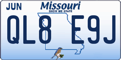 MO license plate QL8E9J