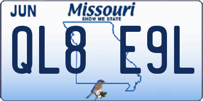 MO license plate QL8E9L