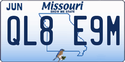 MO license plate QL8E9M