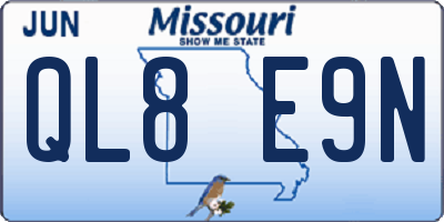 MO license plate QL8E9N