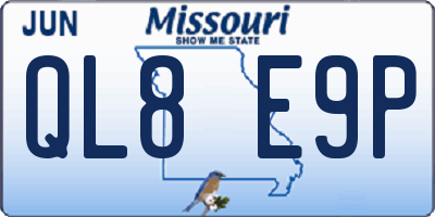 MO license plate QL8E9P