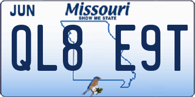 MO license plate QL8E9T