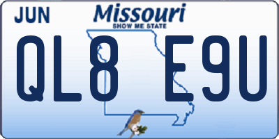 MO license plate QL8E9U