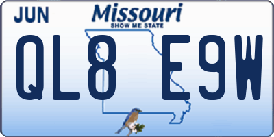 MO license plate QL8E9W
