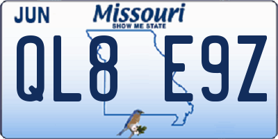 MO license plate QL8E9Z
