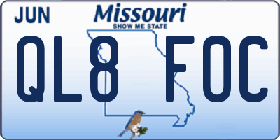 MO license plate QL8F0C