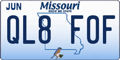 MO license plate QL8F0F