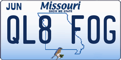 MO license plate QL8F0G