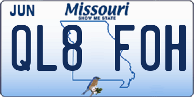 MO license plate QL8F0H