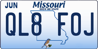 MO license plate QL8F0J