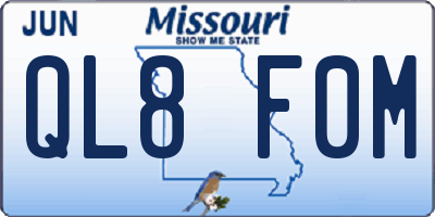 MO license plate QL8F0M