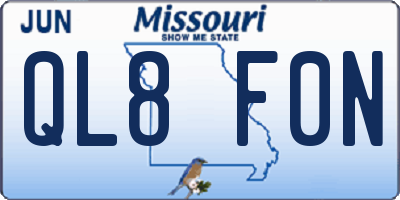 MO license plate QL8F0N
