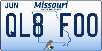 MO license plate QL8F0O
