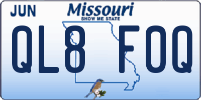 MO license plate QL8F0Q