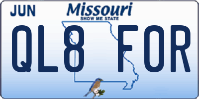 MO license plate QL8F0R