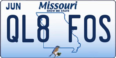 MO license plate QL8F0S