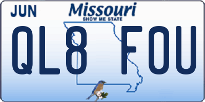 MO license plate QL8F0U