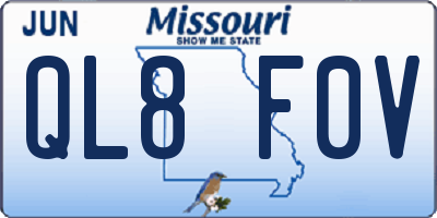 MO license plate QL8F0V