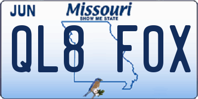 MO license plate QL8F0X