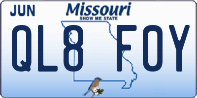 MO license plate QL8F0Y