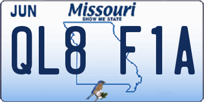 MO license plate QL8F1A