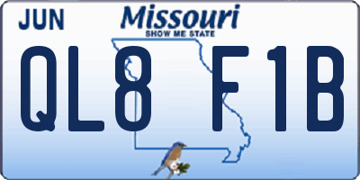 MO license plate QL8F1B