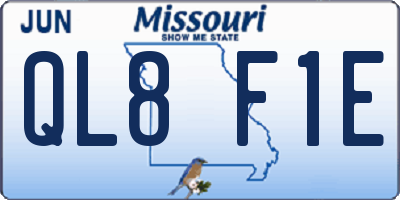 MO license plate QL8F1E