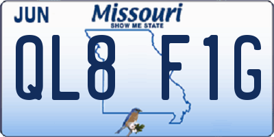 MO license plate QL8F1G