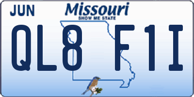 MO license plate QL8F1I