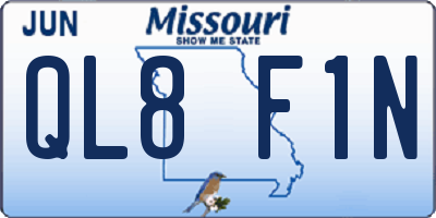 MO license plate QL8F1N