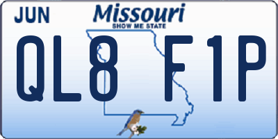 MO license plate QL8F1P