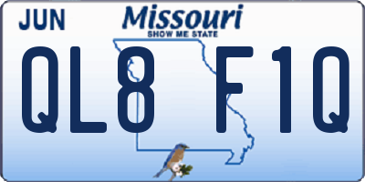 MO license plate QL8F1Q