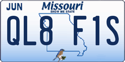 MO license plate QL8F1S