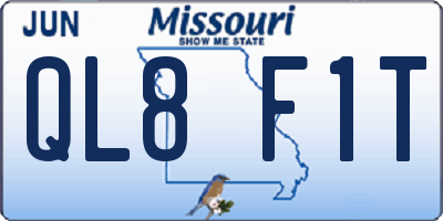 MO license plate QL8F1T